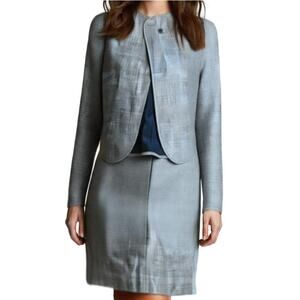 Emanuel Ungaro Parallele Gray Stripe Blazer Skirt Set Womens 6